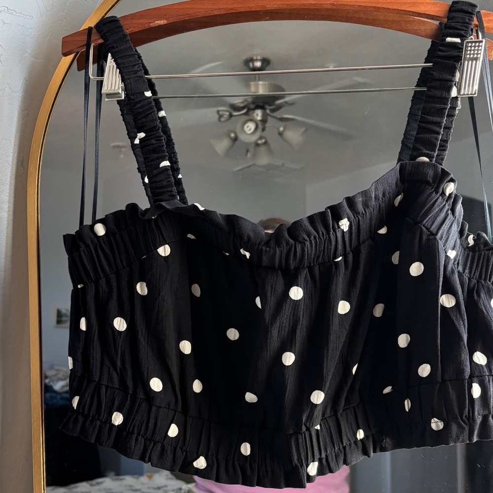 Black Polka Dot Women's Top